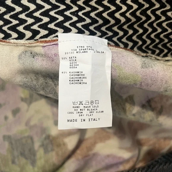 ETRO Silk & CashmereOpen Front Cardigan Duster Floral/Paisley Italy Made Size 44 - Picture 5 of 9